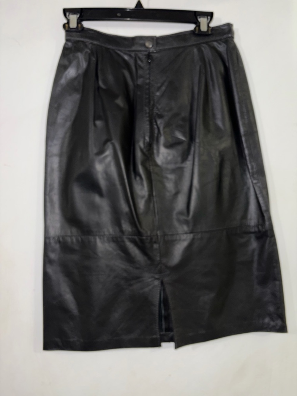 Vintage Comint Black Genuine Leather Pencil Skirt- Made in Argentina